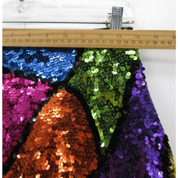 VINTAGE Casual Corner Skirt 10 Sequins Mosaic Party Funky 90s 80s - Picture 2 of 7